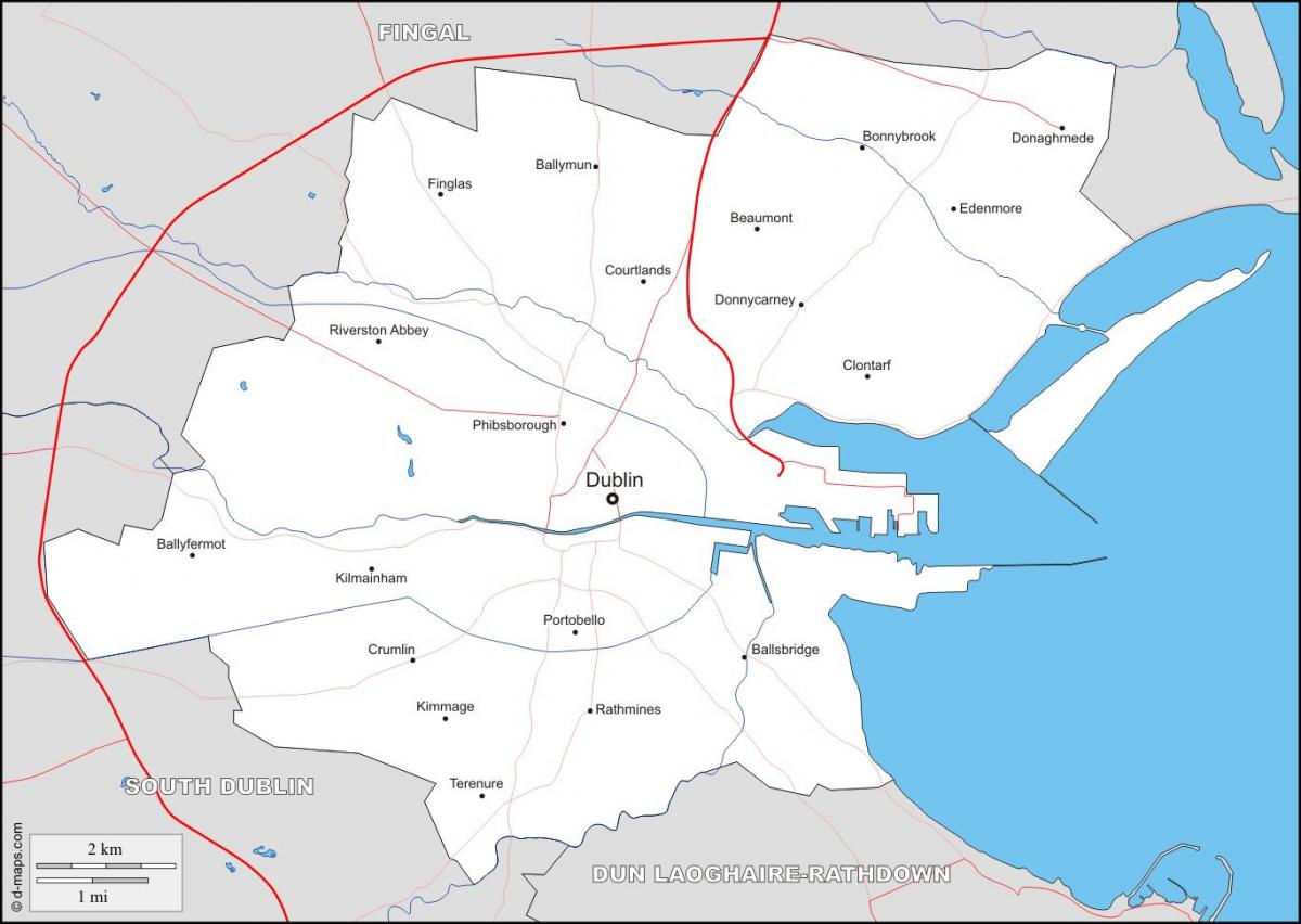 kart over Dublin nabolag