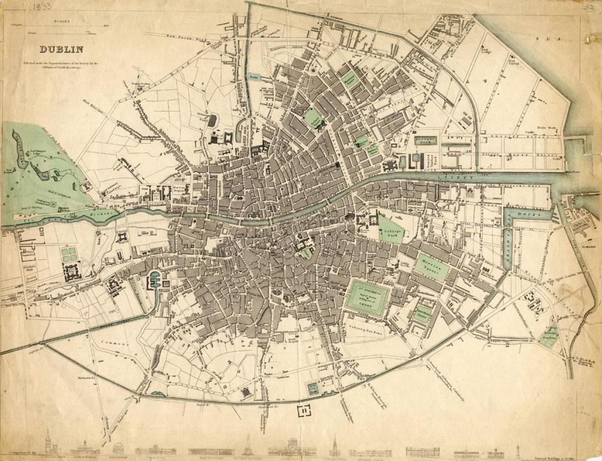 kart over Dublin i 1916