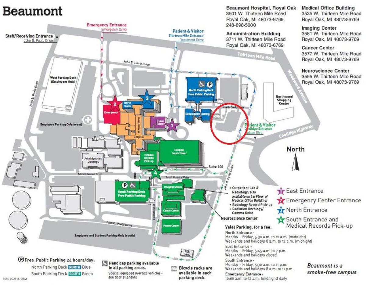 kart over Beaumont hospital