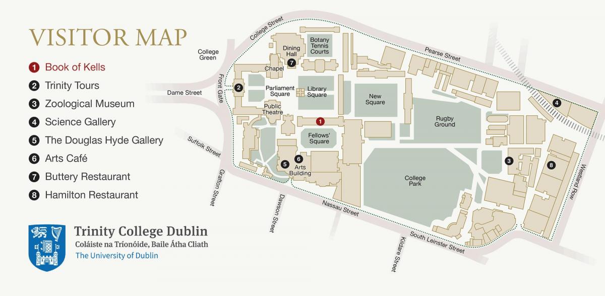 kart over Trinity College